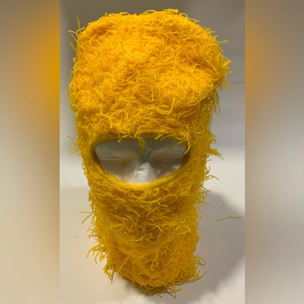 Yellow Knit Face Mask Hat  - Winter Beanie Ski Mask